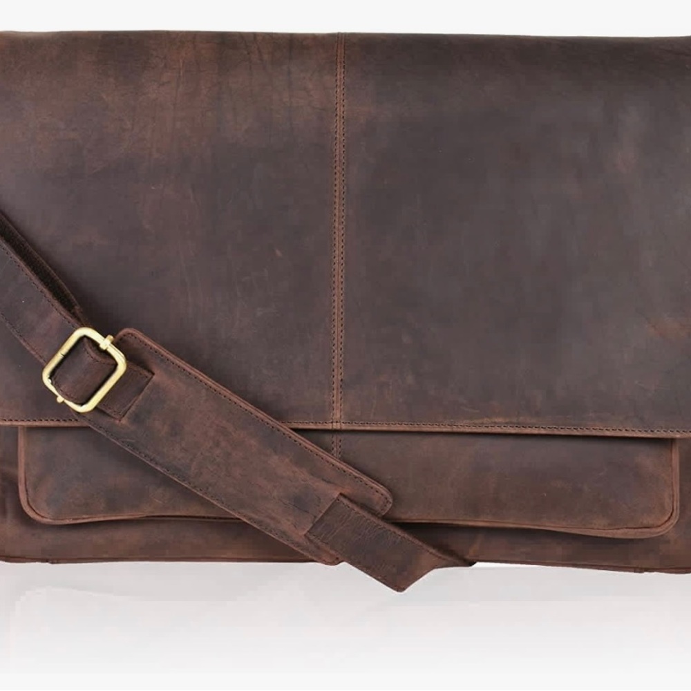 Oak leather messenger bag
